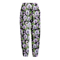 Watercolor Cattleya Pattern Print Fleece Lined Knit Pants