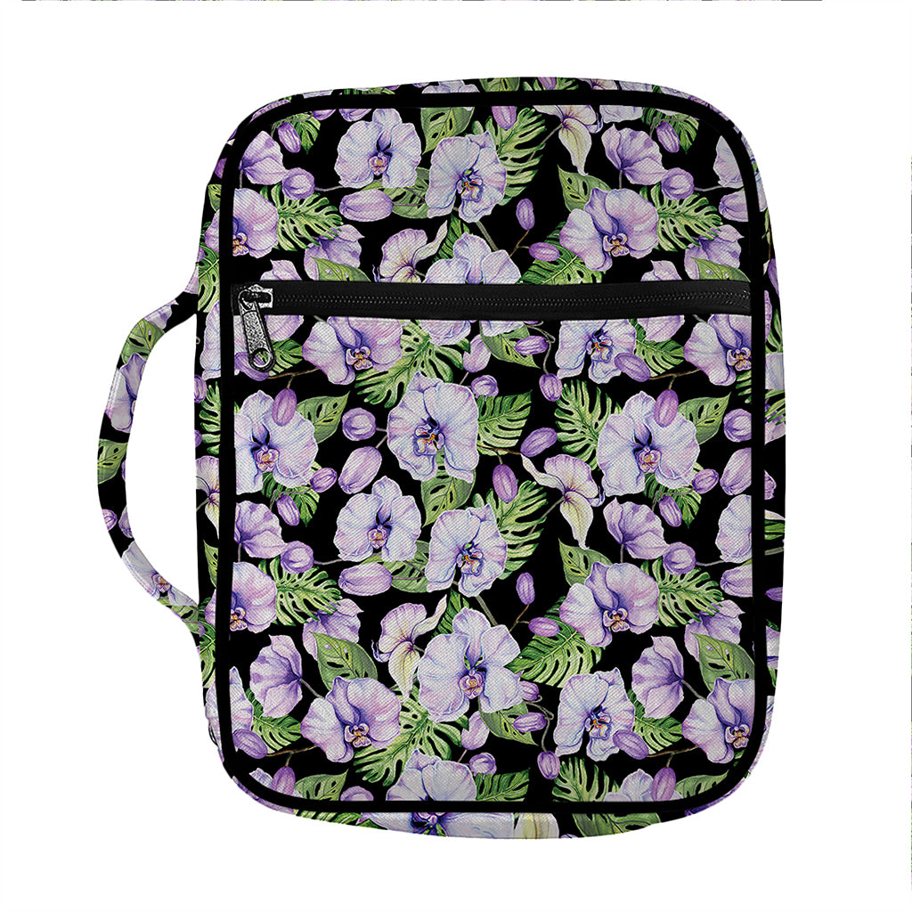 Watercolor Cattleya Pattern Print Front Pocket Bible Bag