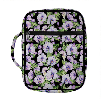 Watercolor Cattleya Pattern Print Front Pocket Bible Bag