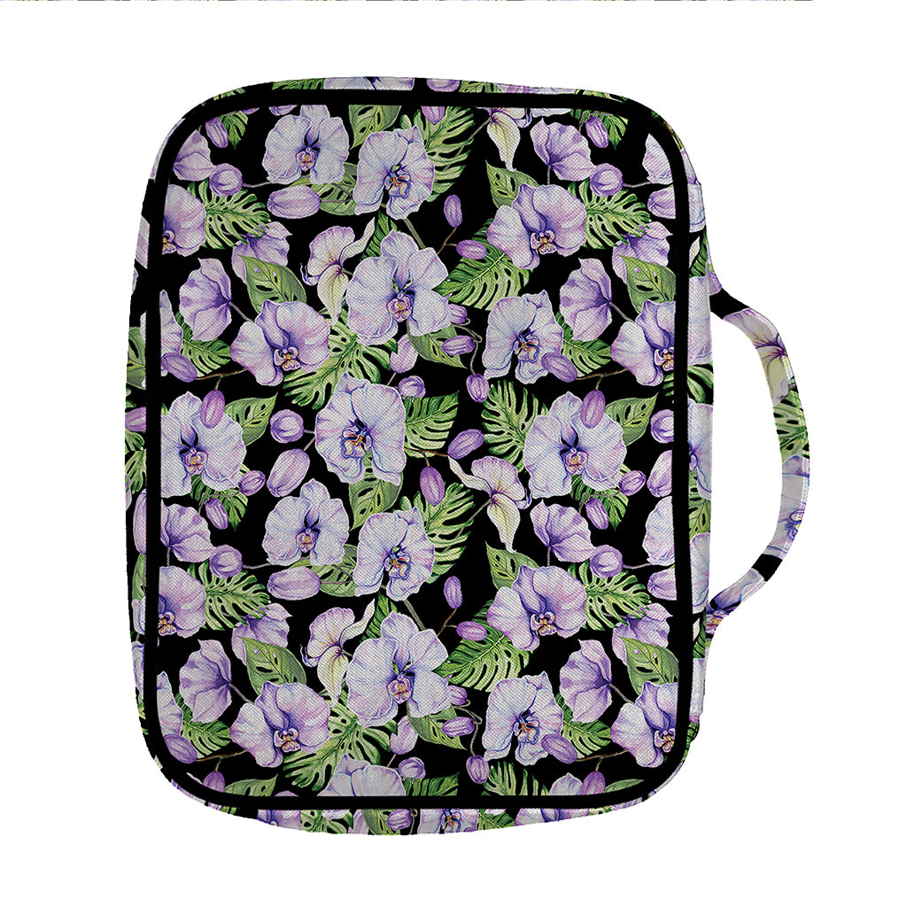 Watercolor Cattleya Pattern Print Front Pocket Bible Bag