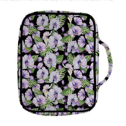 Watercolor Cattleya Pattern Print Front Pocket Bible Bag