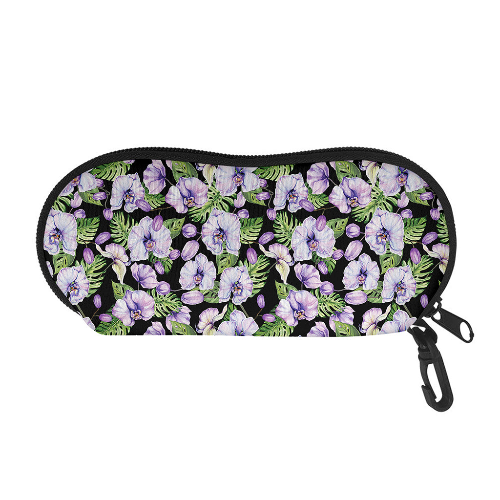 Watercolor Cattleya Pattern Print Glasses Case