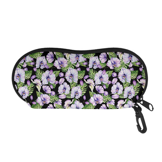 Watercolor Cattleya Pattern Print Glasses Case