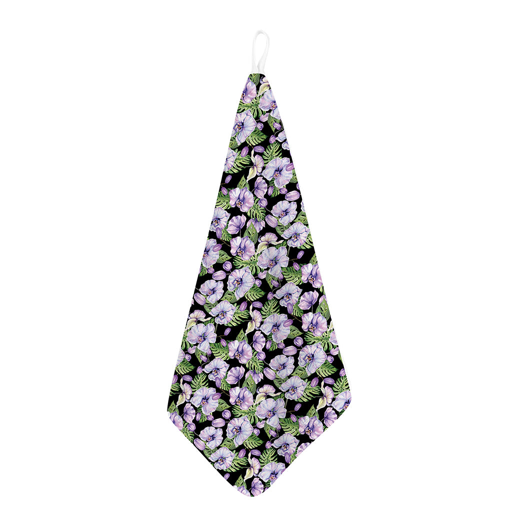 Watercolor Cattleya Pattern Print Hand Towel