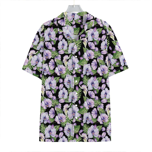 Watercolor Cattleya Pattern Print Hawaiian Shirt