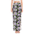 Watercolor Cattleya Pattern Print High Slit Maxi Skirt