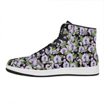 Watercolor Cattleya Pattern Print High Top Leather Sneakers