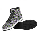 Watercolor Cattleya Pattern Print High Top Leather Sneakers
