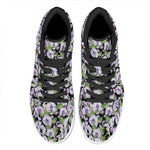 Watercolor Cattleya Pattern Print High Top Leather Sneakers