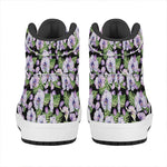 Watercolor Cattleya Pattern Print High Top Leather Sneakers