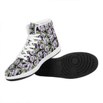Watercolor Cattleya Pattern Print High Top Leather Sneakers