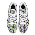 Watercolor Cattleya Pattern Print High Top Leather Sneakers