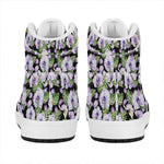 Watercolor Cattleya Pattern Print High Top Leather Sneakers