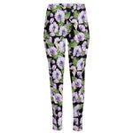 Watercolor Cattleya Pattern Print High-Waisted Pocket Leggings