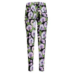 Watercolor Cattleya Pattern Print High-Waisted Pocket Leggings