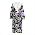 Watercolor Cattleya Pattern Print Hooded Bathrobe