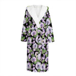 Watercolor Cattleya Pattern Print Hooded Bathrobe