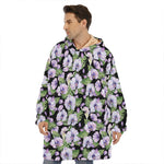 Watercolor Cattleya Pattern Print Hoodie Blanket
