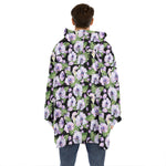 Watercolor Cattleya Pattern Print Hoodie Blanket