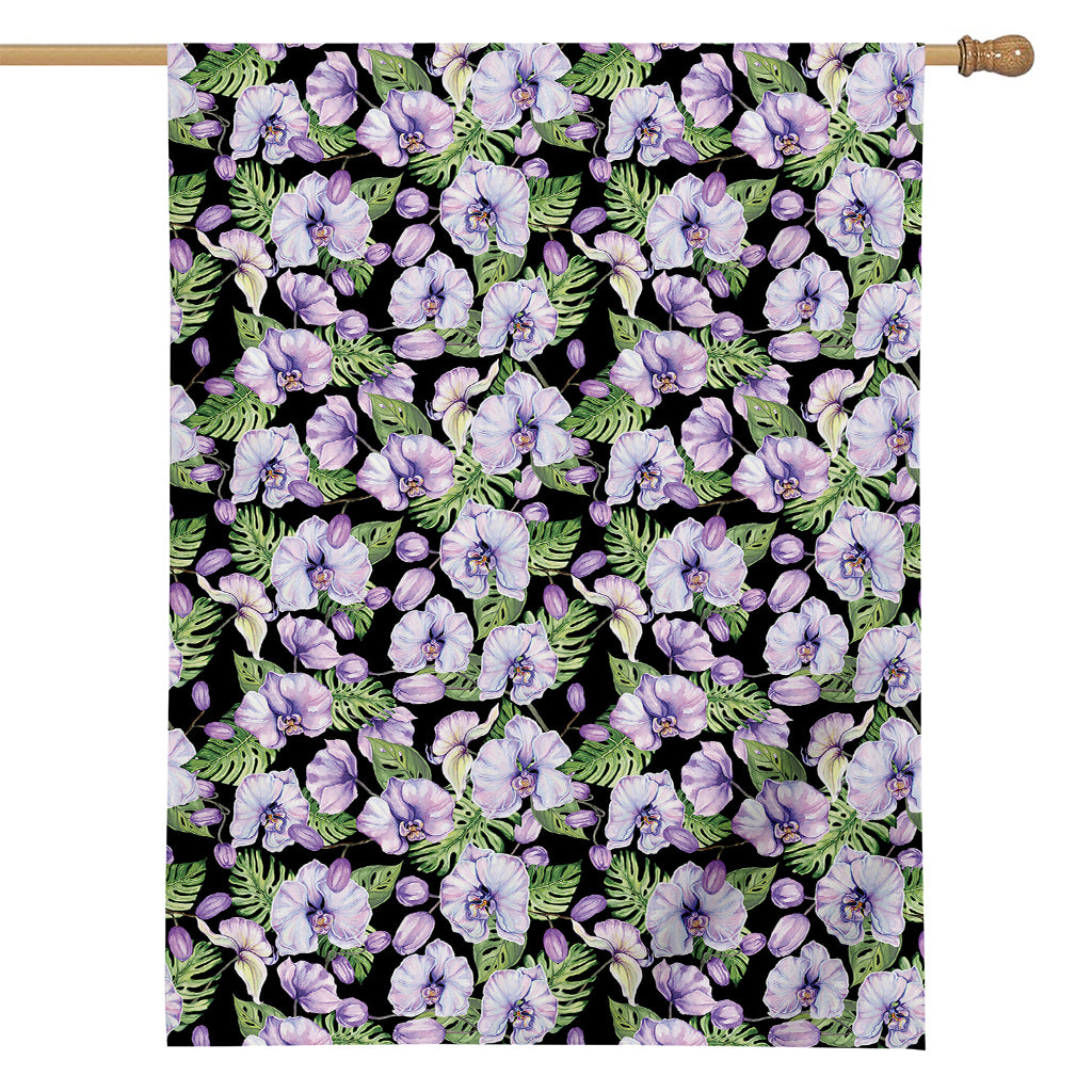 Watercolor Cattleya Pattern Print House Flag