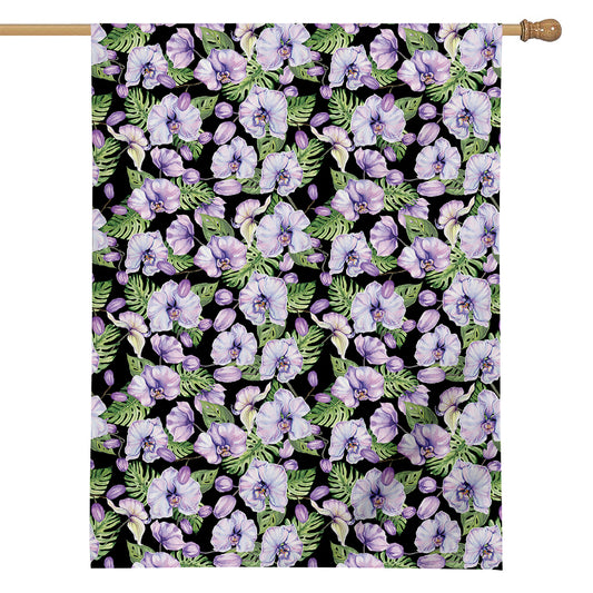 Watercolor Cattleya Pattern Print House Flag
