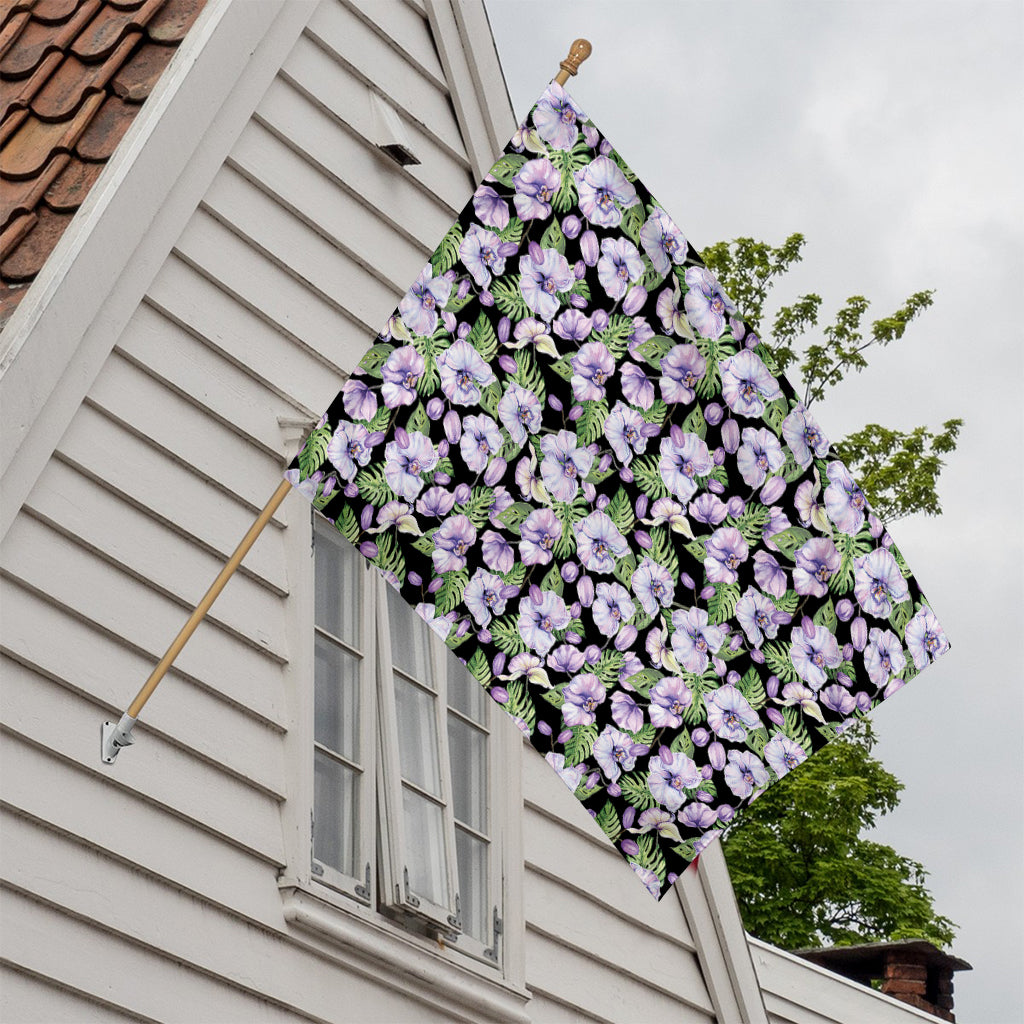 Watercolor Cattleya Pattern Print House Flag