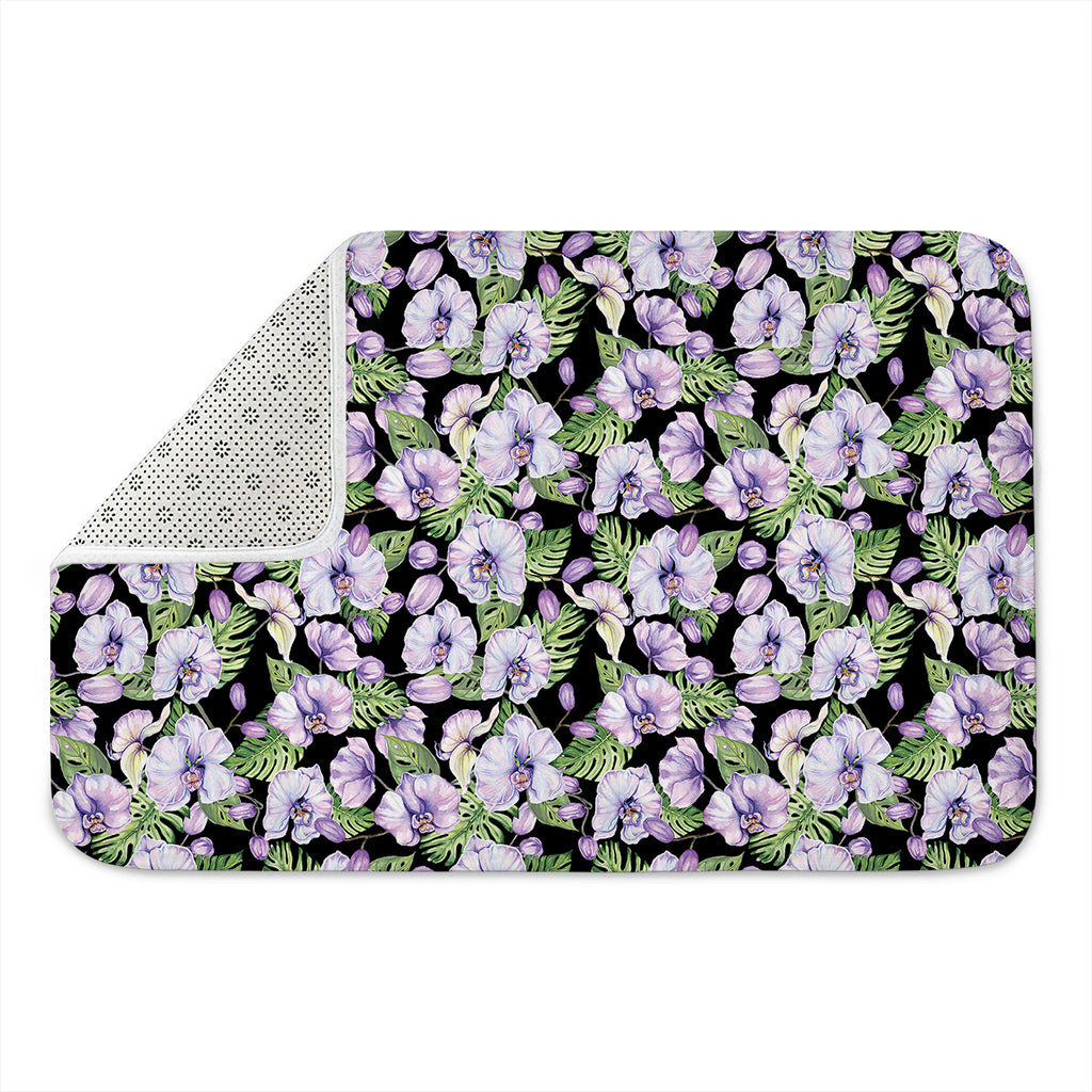 Watercolor Cattleya Pattern Print Indoor Door Mat