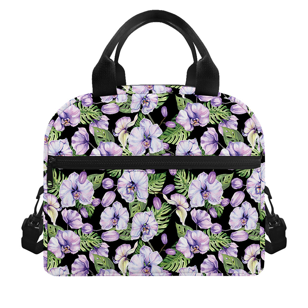 Watercolor Cattleya Pattern Print Insulated Lunch Bag