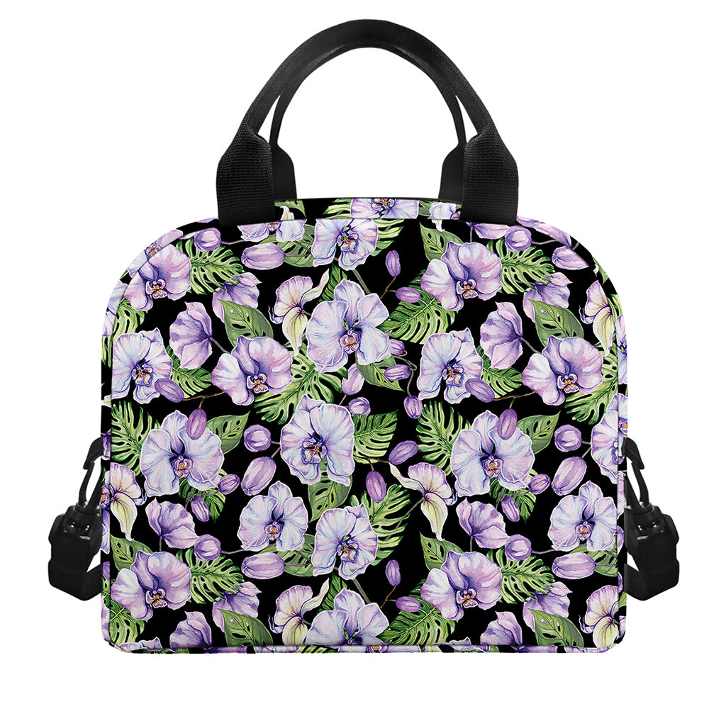 Watercolor Cattleya Pattern Print Insulated Lunch Bag