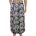 Watercolor Cattleya Pattern Print Lantern Pants