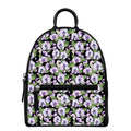 Watercolor Cattleya Pattern Print Leather Backpack