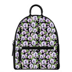 Watercolor Cattleya Pattern Print Leather Backpack
