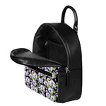 Watercolor Cattleya Pattern Print Leather Backpack