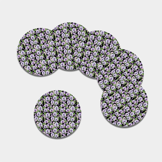Watercolor Cattleya Pattern Print Leather Coaster Set