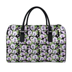 Watercolor Cattleya Pattern Print Leather Duffle Bag