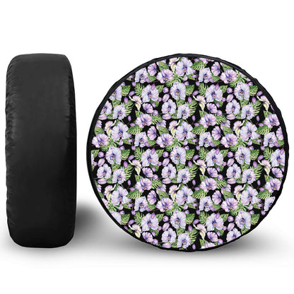 Watercolor Cattleya Pattern Print Leather Spare Tire Cover