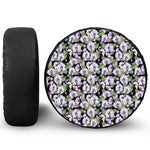 Watercolor Cattleya Pattern Print Leather Spare Tire Cover