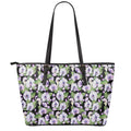 Watercolor Cattleya Pattern Print Leather Tote Bag With Zipper