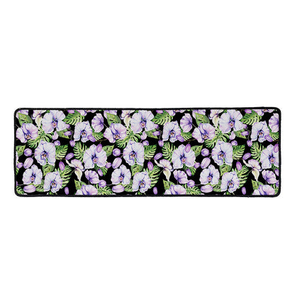 Watercolor Cattleya Pattern Print Long Kitchen Mat