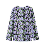 Watercolor Cattleya Pattern Print Long Sleeve Short Coat