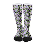 Watercolor Cattleya Pattern Print Long Socks