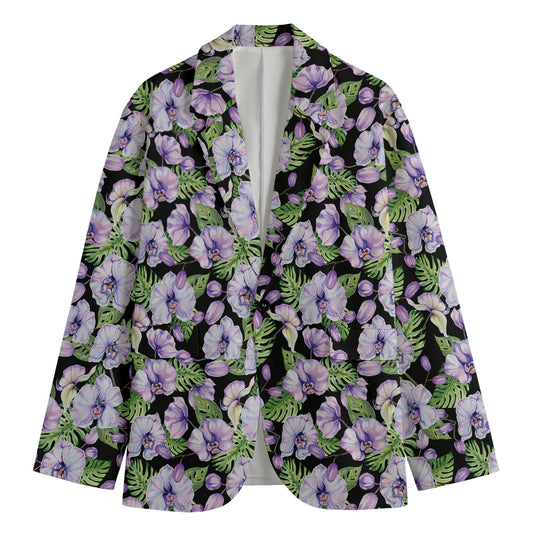 Watercolor Cattleya Pattern Print Men's Blazer