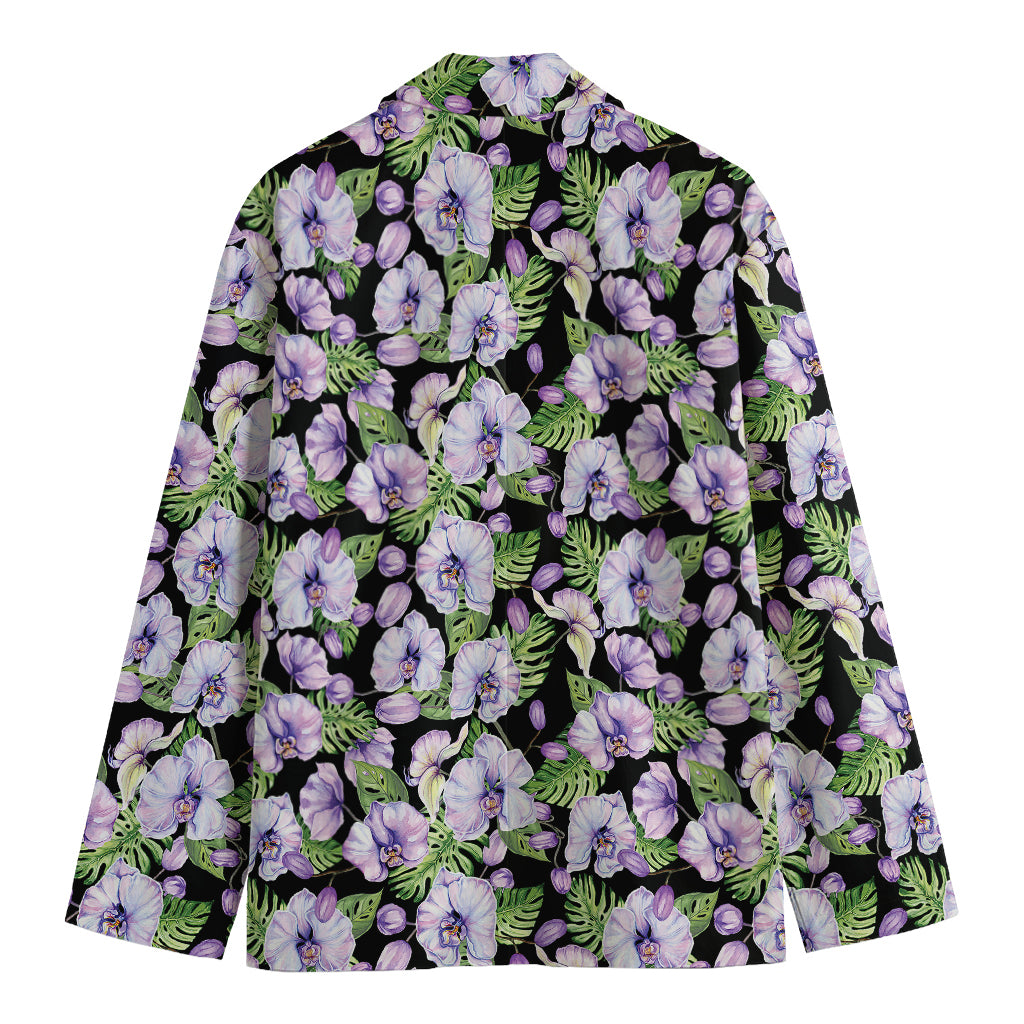 Watercolor Cattleya Pattern Print Men's Blazer