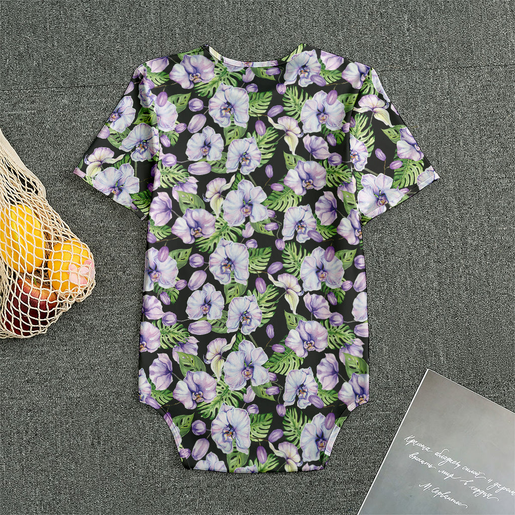 Watercolor Cattleya Pattern Print Men's Bodysuit
