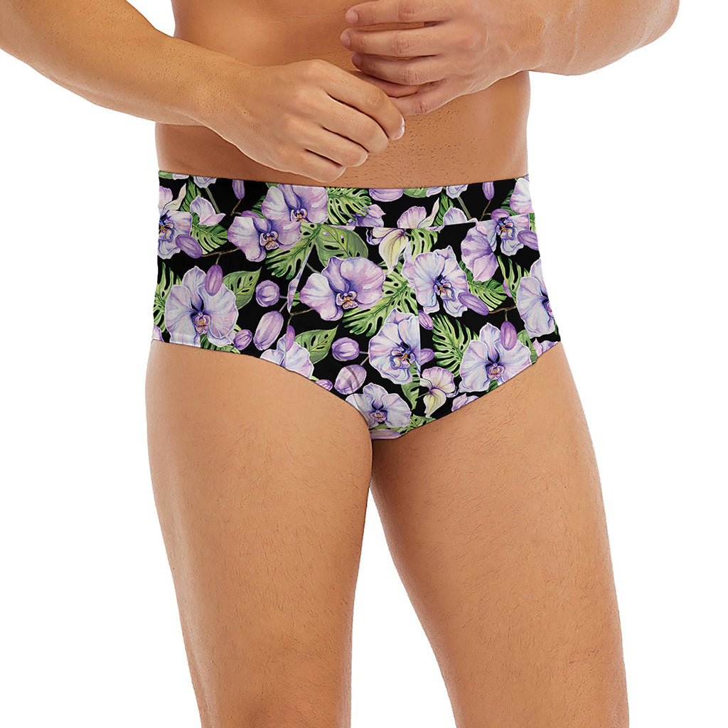 Watercolor Cattleya Pattern Print Men's Briefs