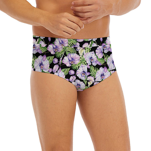 Watercolor Cattleya Pattern Print Men's Briefs