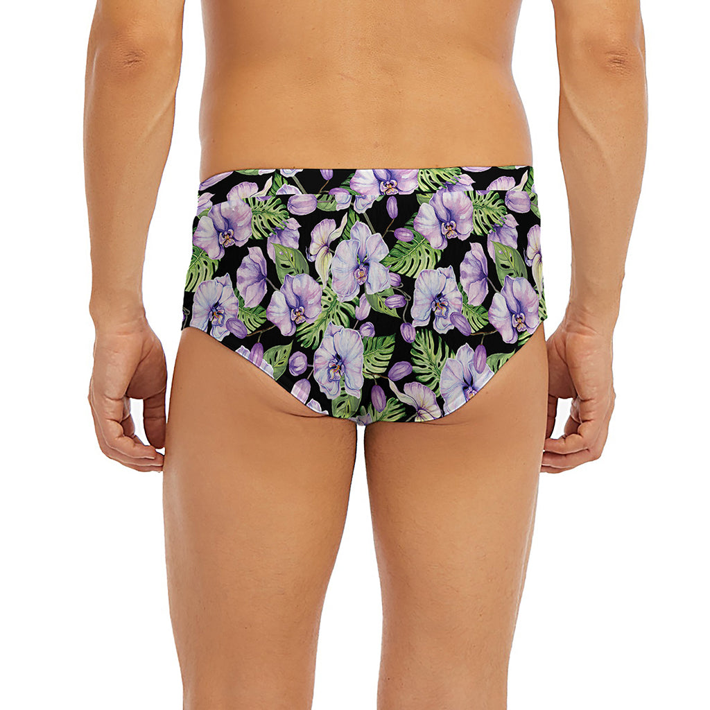 Watercolor Cattleya Pattern Print Men's Briefs