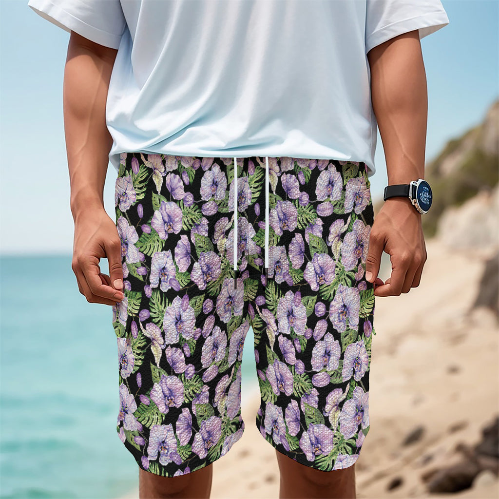 Watercolor Cattleya Pattern Print Men's Cargo Shorts