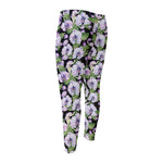 Watercolor Cattleya Pattern Print Men's Compression Pants