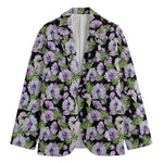 Watercolor Cattleya Pattern Print Men's Cotton Blazer